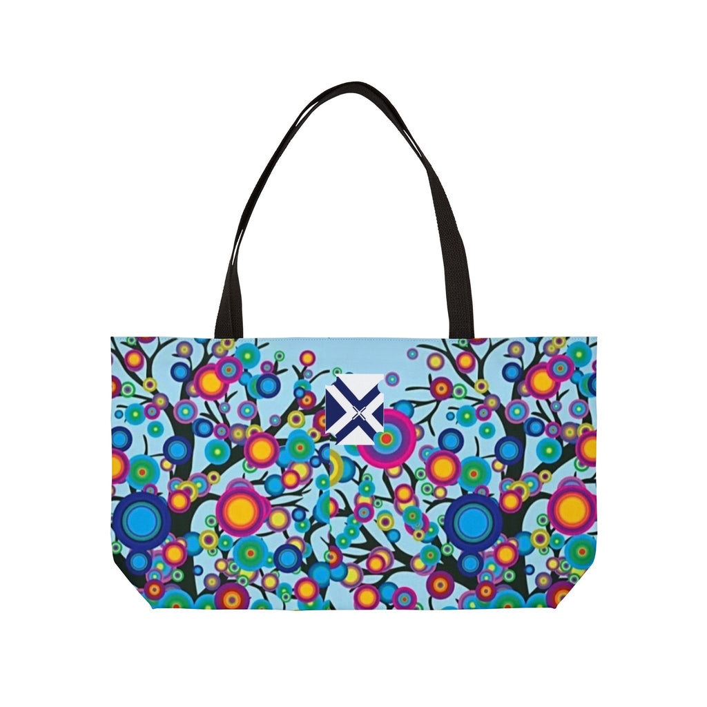 Weekender Tote Bag — Bright Floral & Tree Scenic Overnight Travel Tote