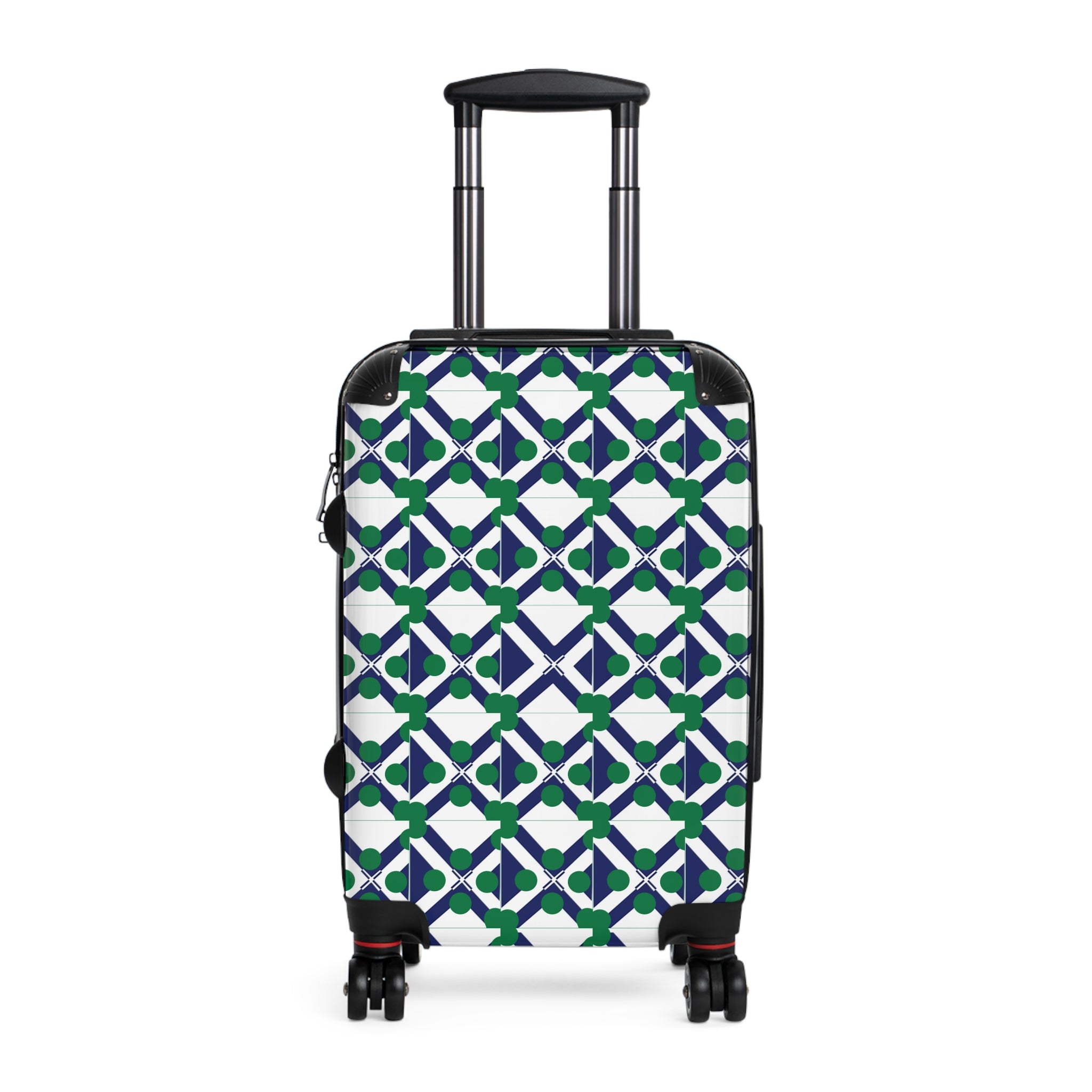 Xponet Geometric Green & Navy Carry-On Suitcase – Modern Tile Pattern Travel Luggage