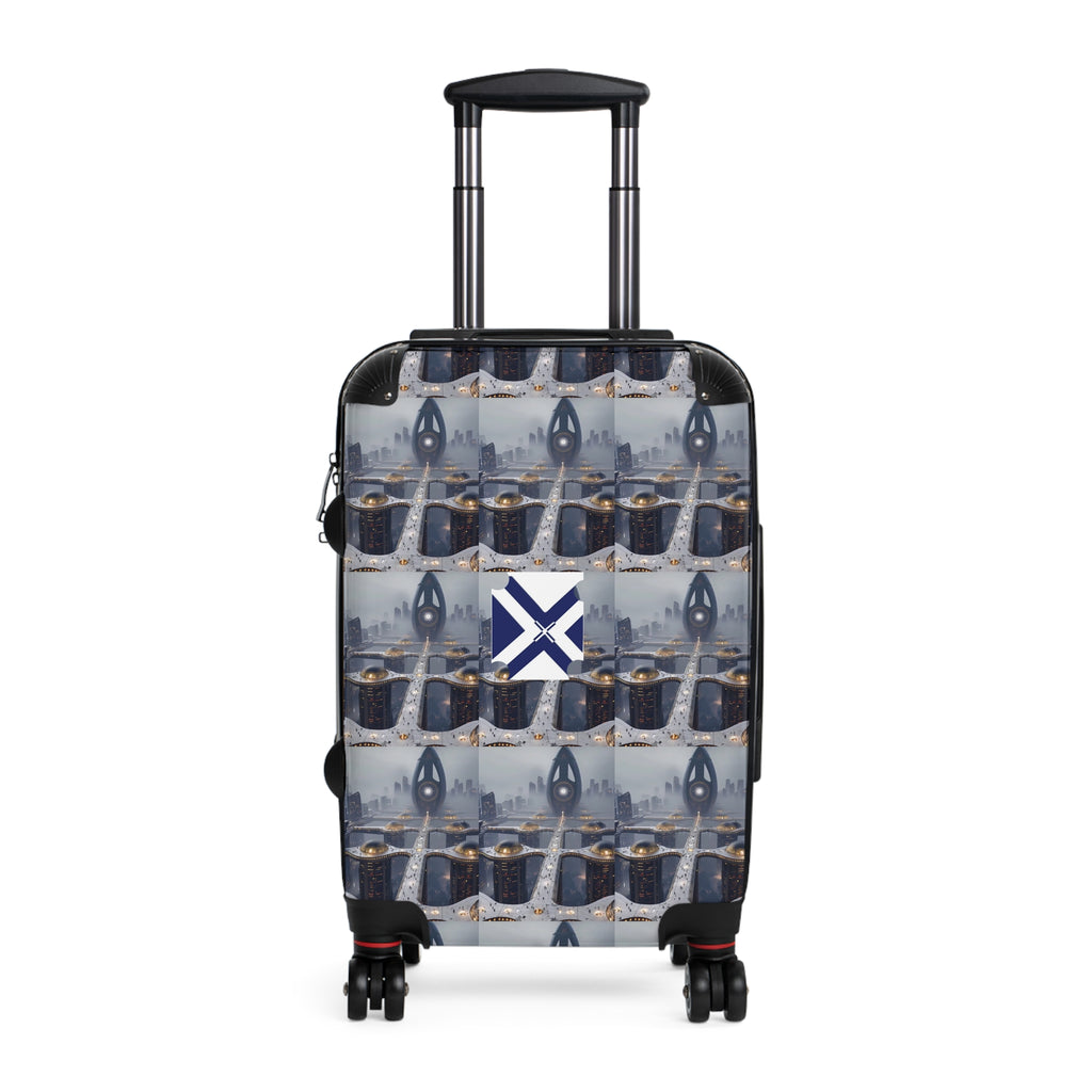 Nautical Anchor Pattern Carry-On Suitcase with xt Saltire Badge — Travel Luggage