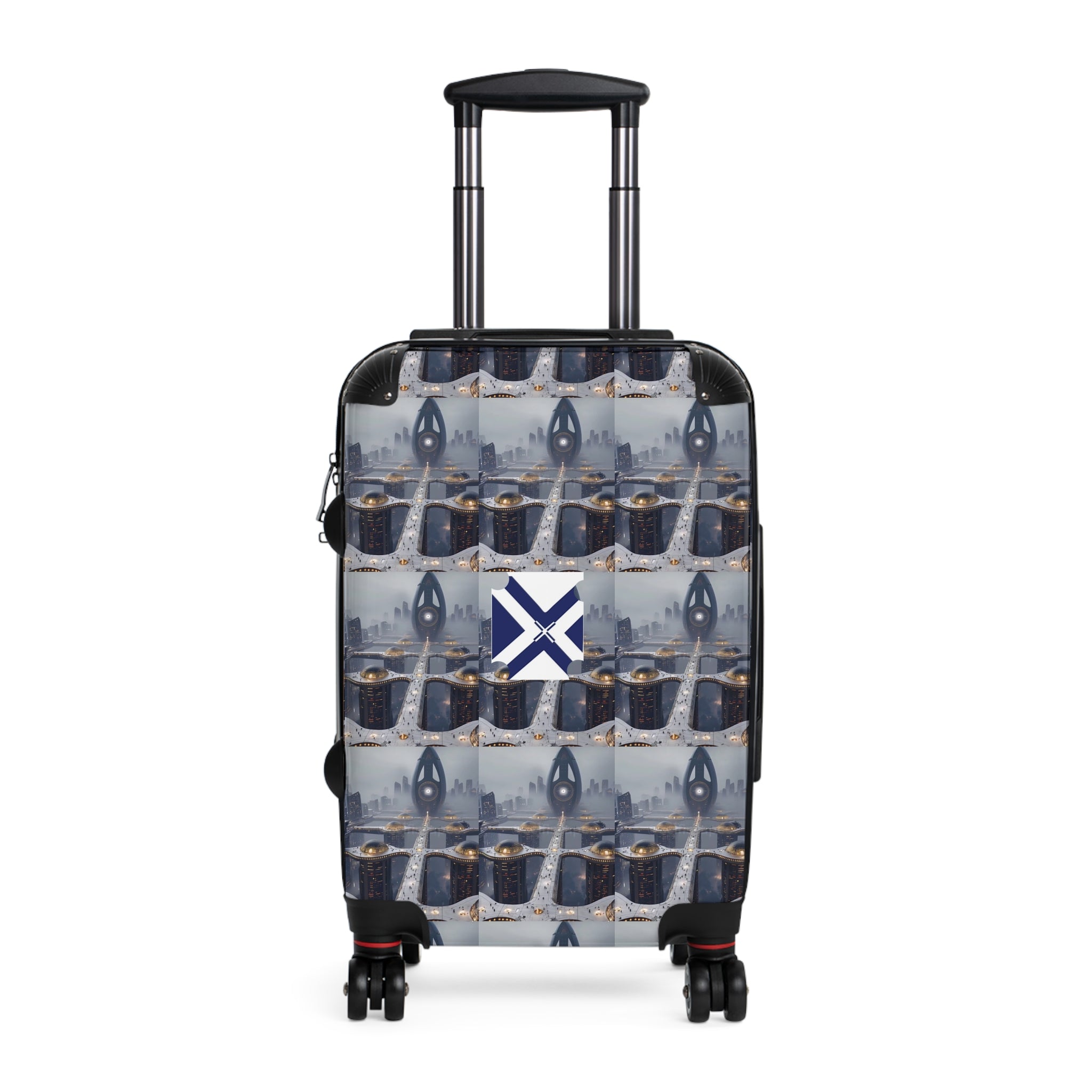 Nautical Anchor Pattern Carry-On Suitcase with xt Saltire Badge — Travel Luggage