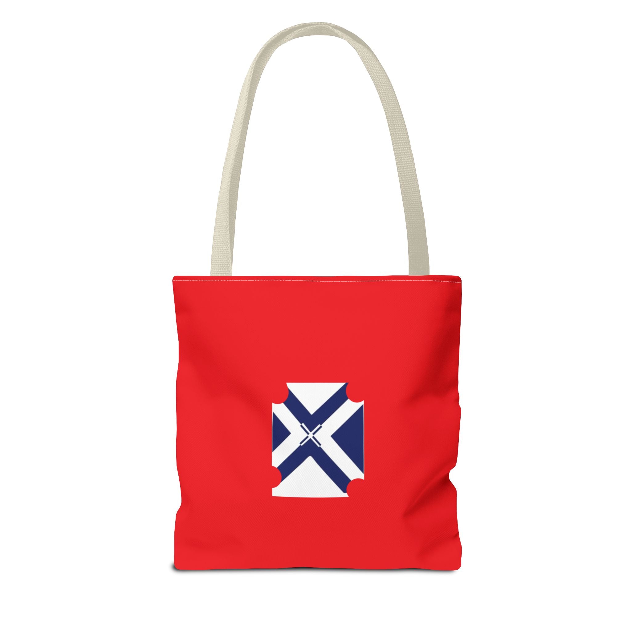 Red State Outline Tote Bag with Navy Saltire Design