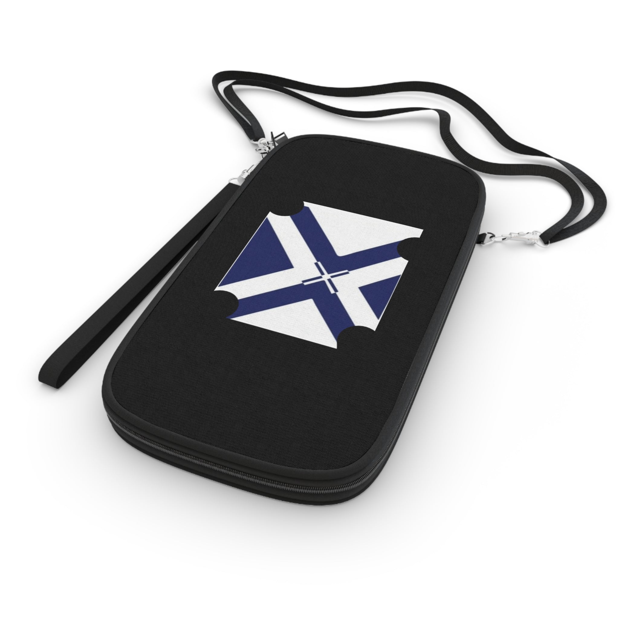 Nautical Cross Passport Wallet — Blue White Travel Document Organizer
