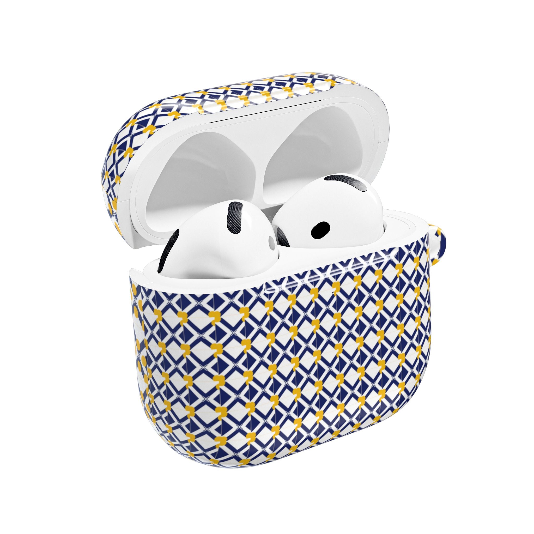 XT9 plus XT8  AirPods Case — Blue & Yellow Geometric Tile Pattern