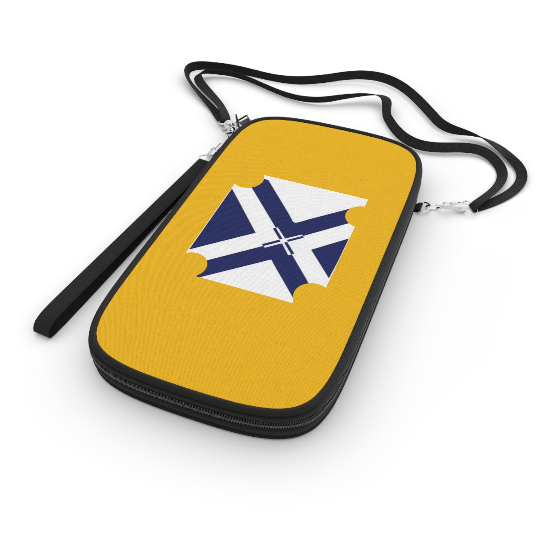 Yellow Travel Passport Wallet with Nautical Compass Ticket Design