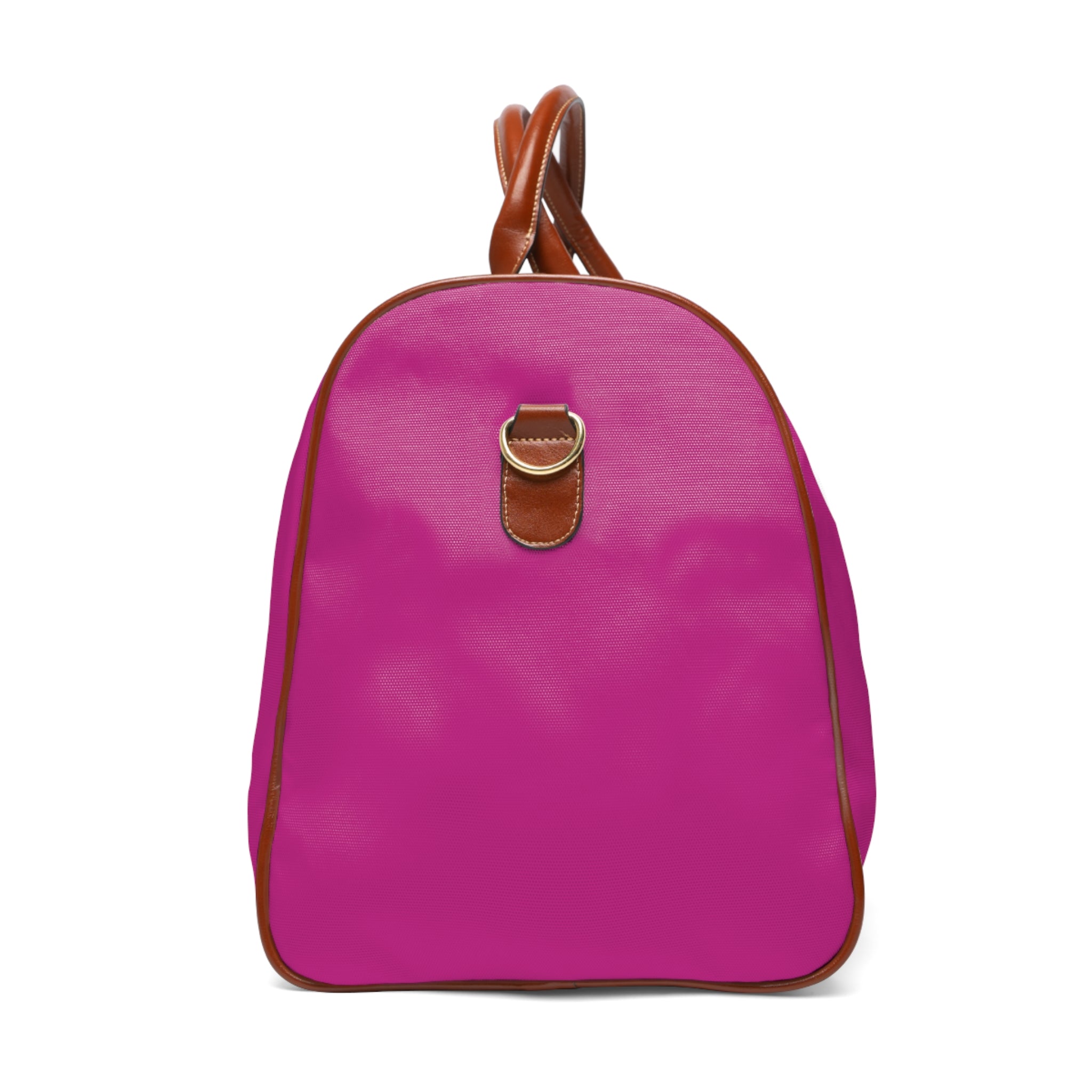 Pink Waterproof Weekender Bag — Lightweight Travel Duffel with Nautical Cross Patch