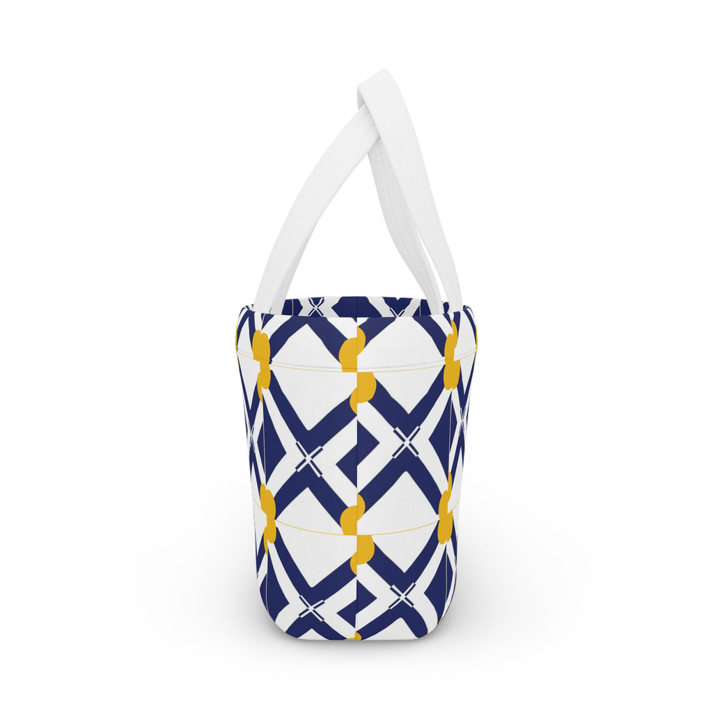 XT8 Geometric Navy & Mustard Lunch Bag