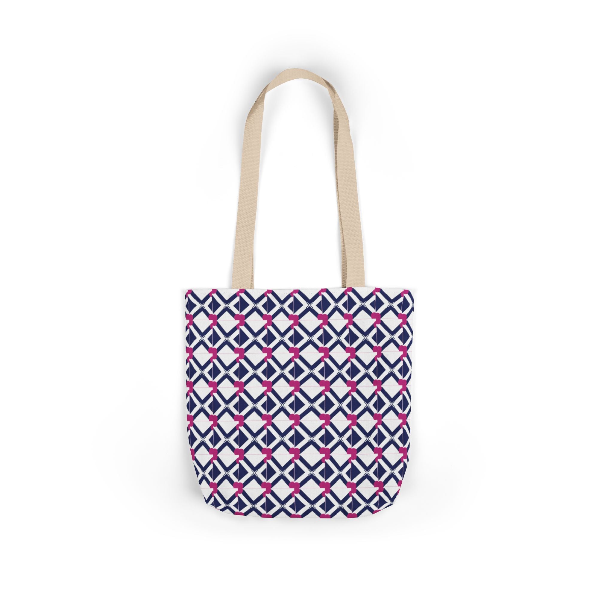 Geometric Navy & Pink Canvas Tote Bag