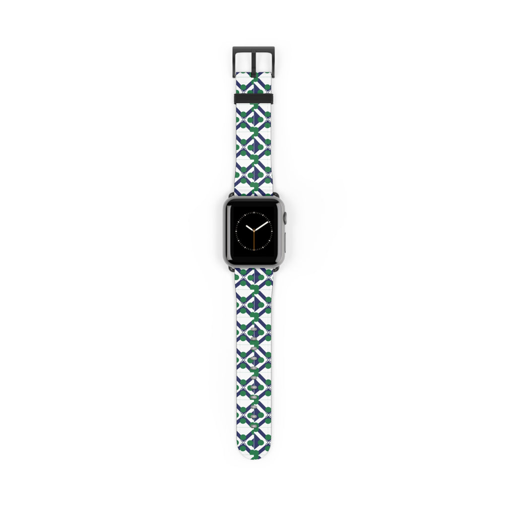 XT9 Green & Navy Tile Watch Band — Patterned Apple Watch Strap