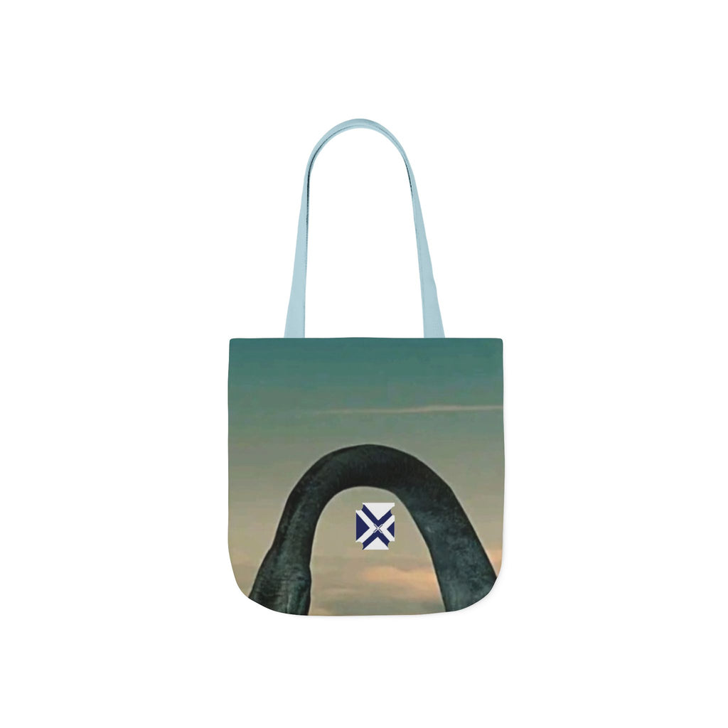 Scenic Arch Tote Bag — Coastal Sunset Canvas Tote with Nautical Emblem