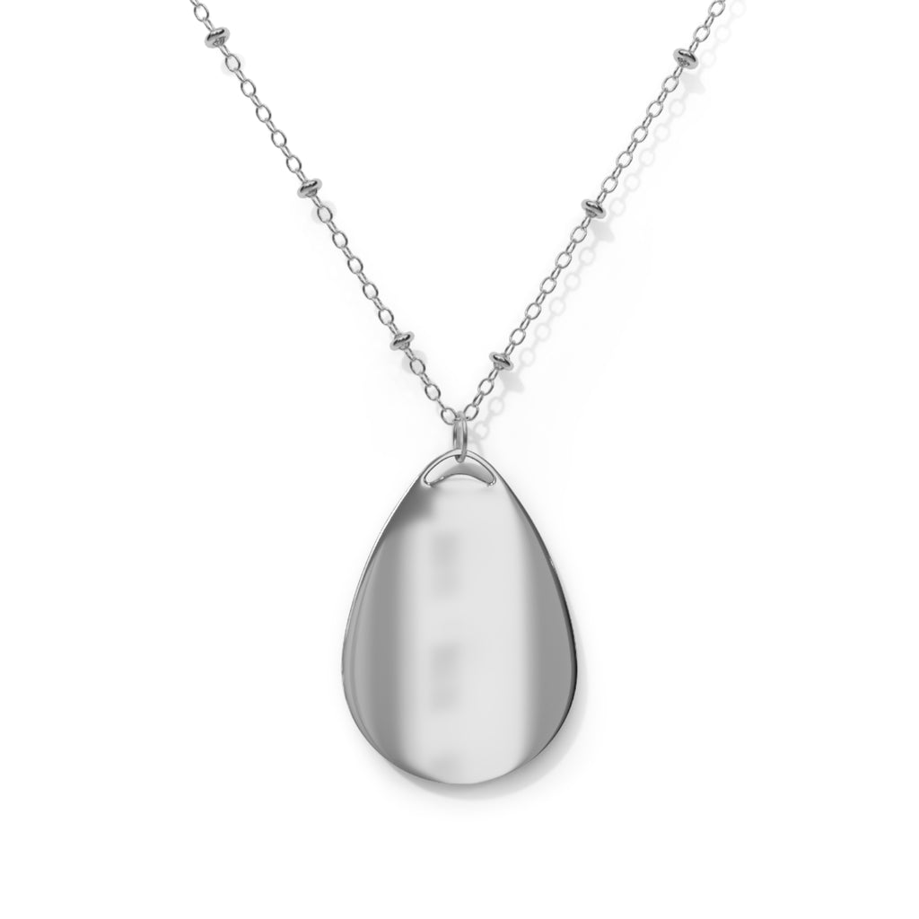 Oval Pendant Necklace — Nautical Stripe Accent (Blue & Yellow)