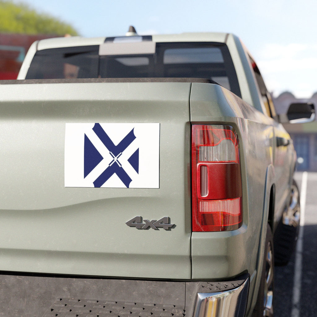 Navy Geometric Cross Car Magnet — Minimalist Modern Auto Decal