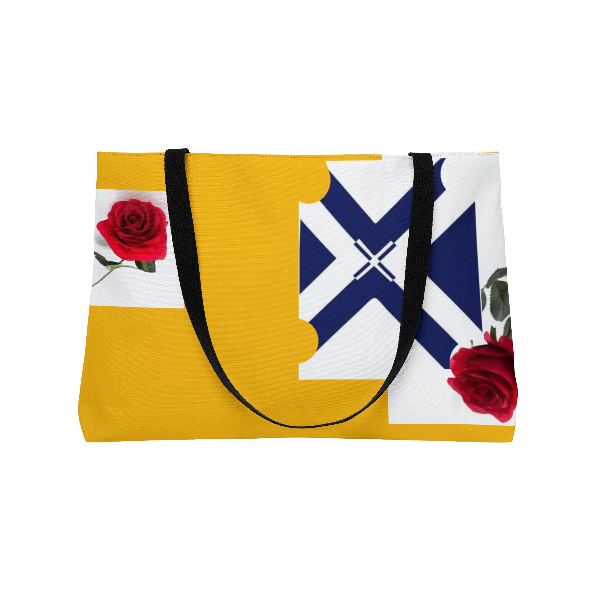 Rose & Heraldry Weekender Tote Bag — Gold Flag Floral Travel Bag