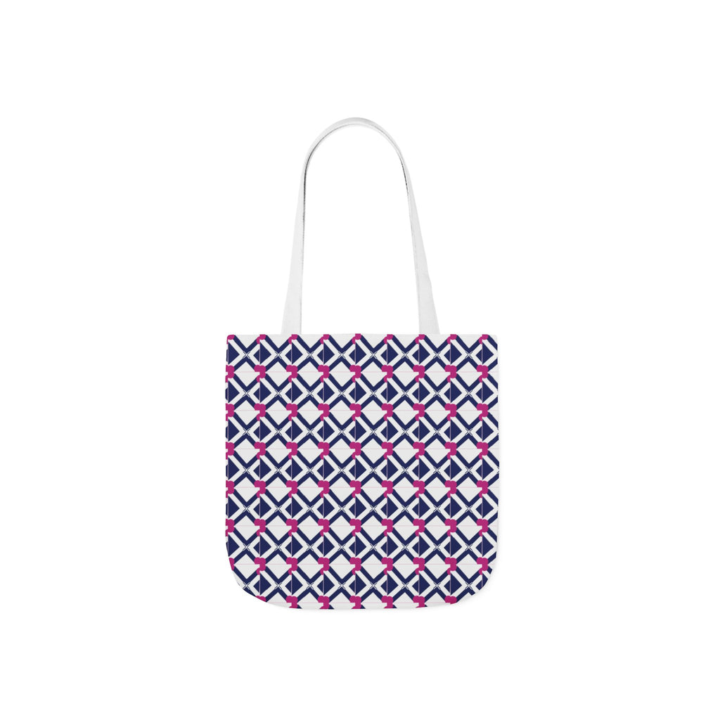Geometric Navy & Pink Canvas Tote Bag