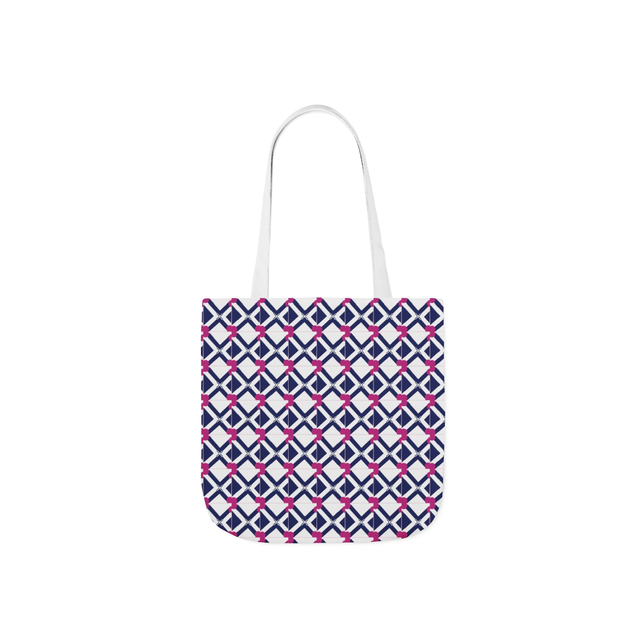 Geometric Navy & Pink Canvas Tote Bag