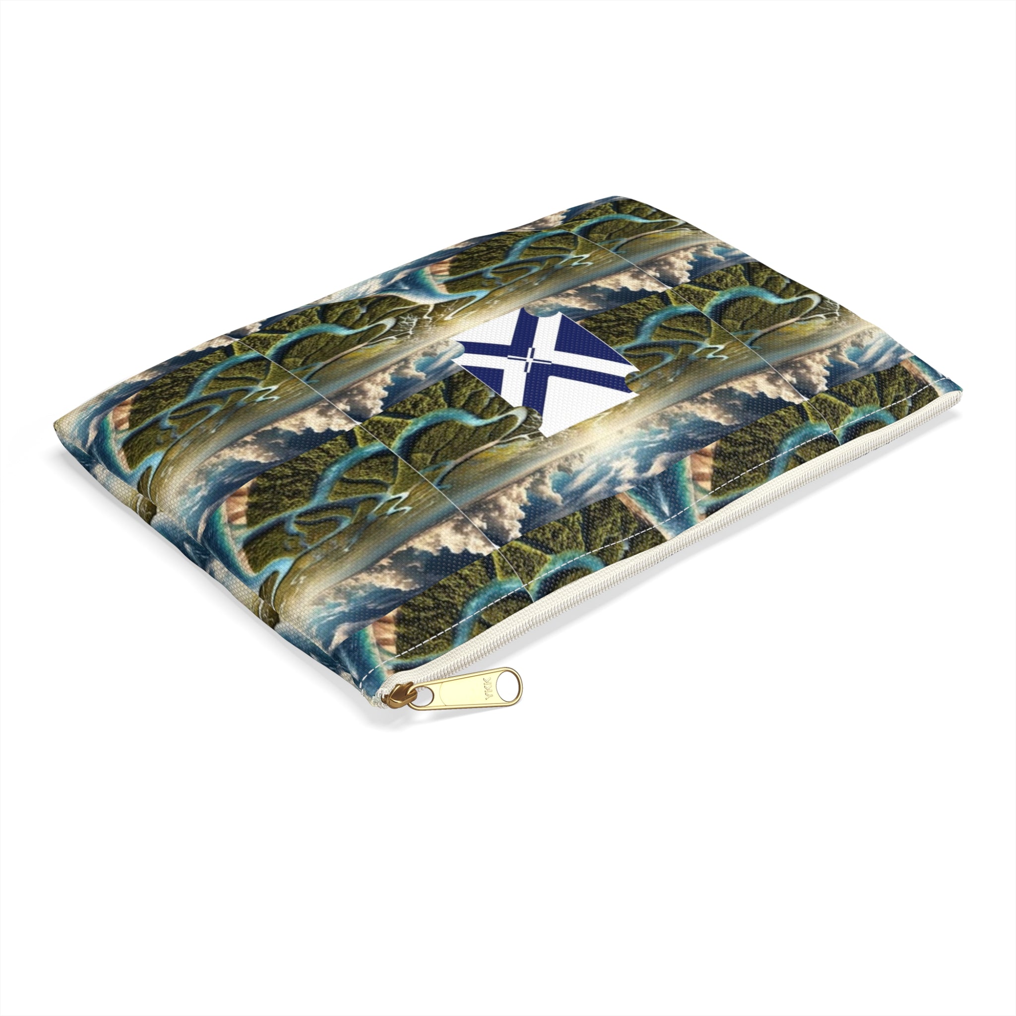 Island Waterfall Pattern Accessory Pouch — Nautical Crest Travel Cosmetic Bag