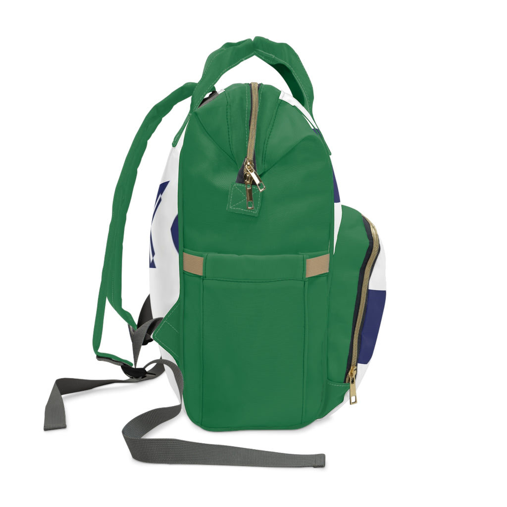 XT3 Green Multifunctional Diaper Backpack — Navy Geometric X Pattern