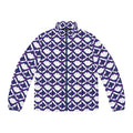 Geometric Indigo Puffer Jacket