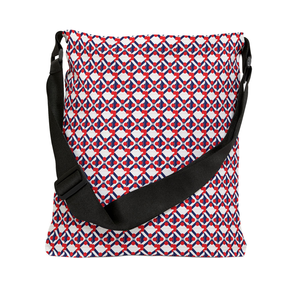 XT9 Adjustable Tote Bag — Red & Blue Geometric All-Over-Print Shoulder Tote