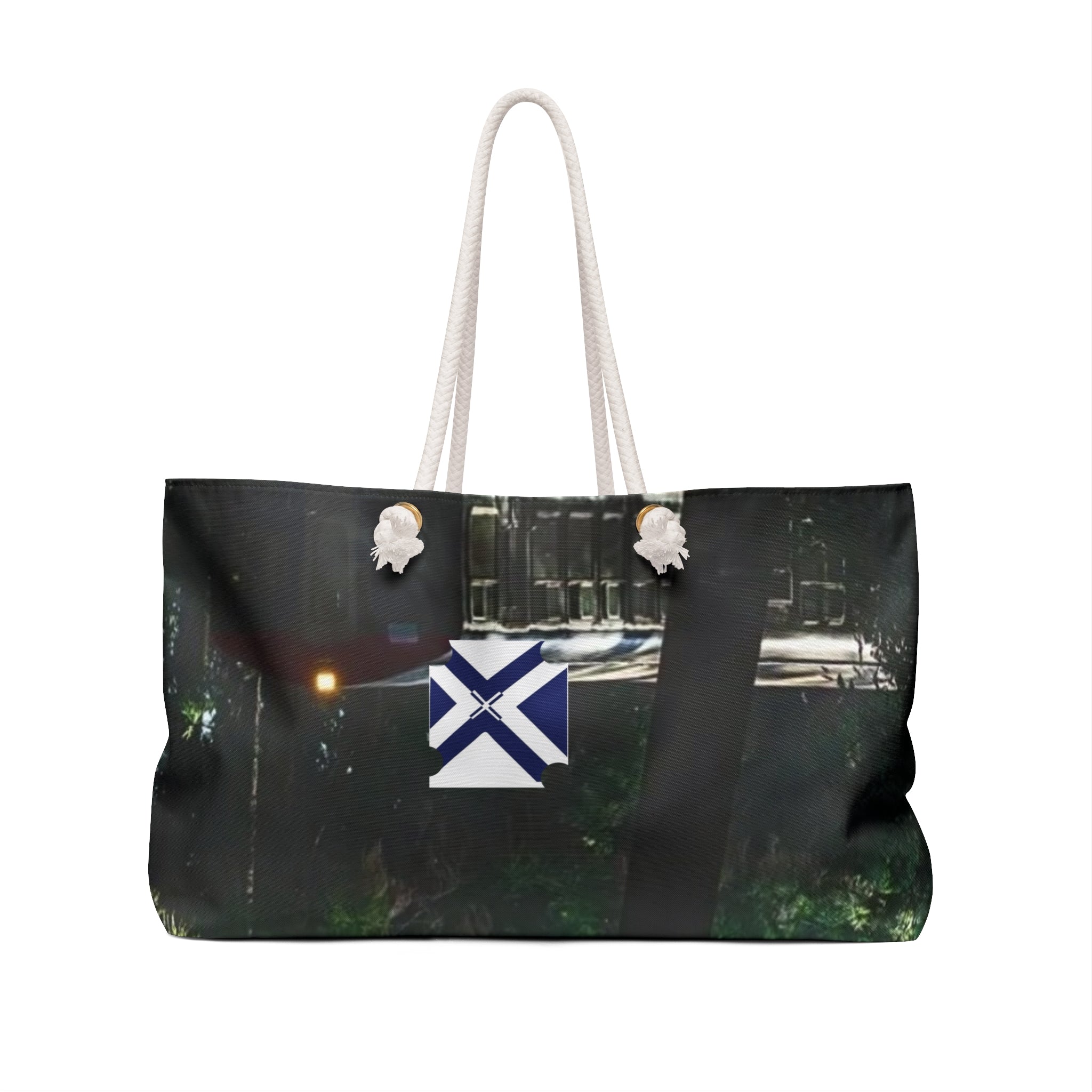 Nautical Saltire Weekender Bag – Coastal Travel Tote with Blue Cross Emblem