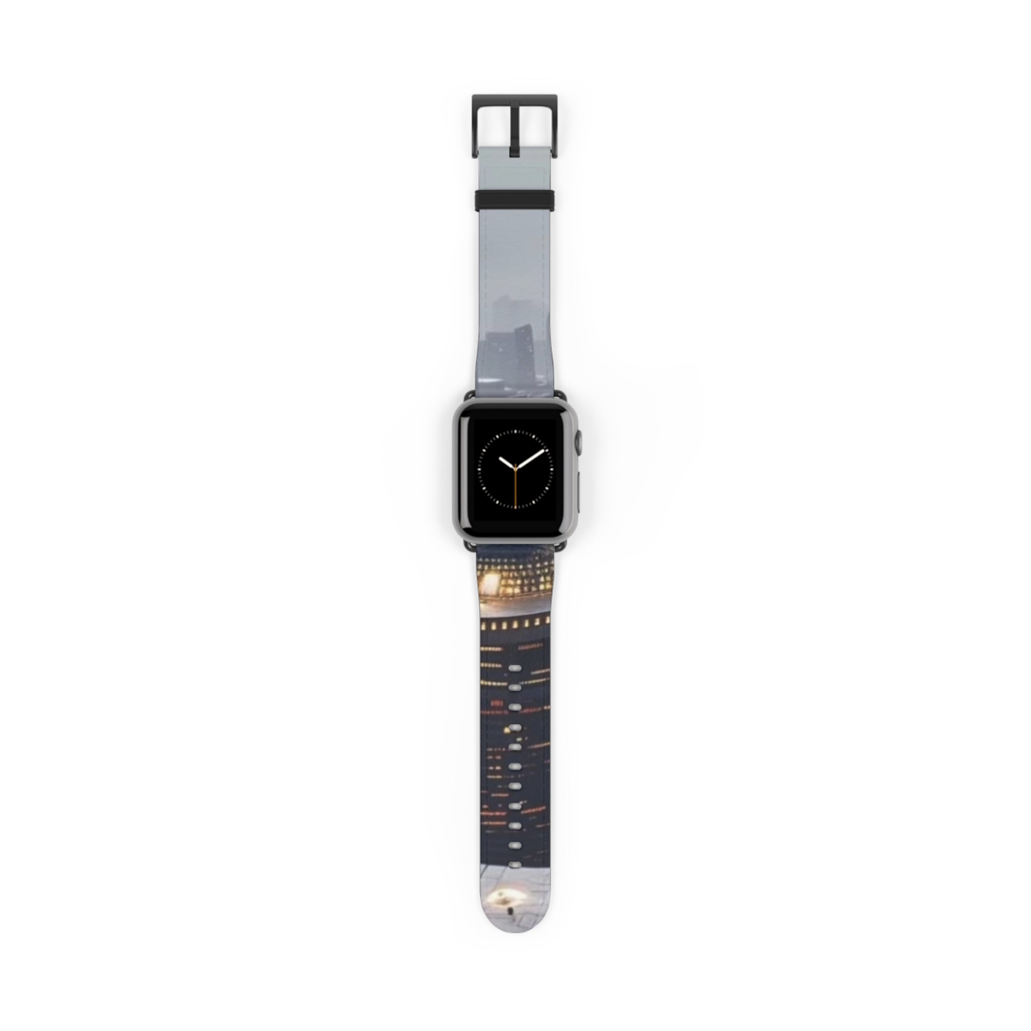 City Lights Leather Watch Band — Night Skyline Apple Watch Strap