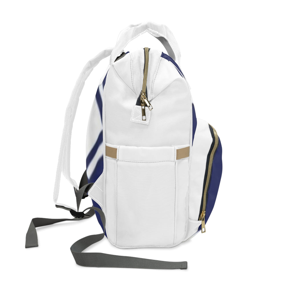 Multifunctional Diaper Backpack – Navy Abstract Modern Baby Bag with Changing Pad & Organizer