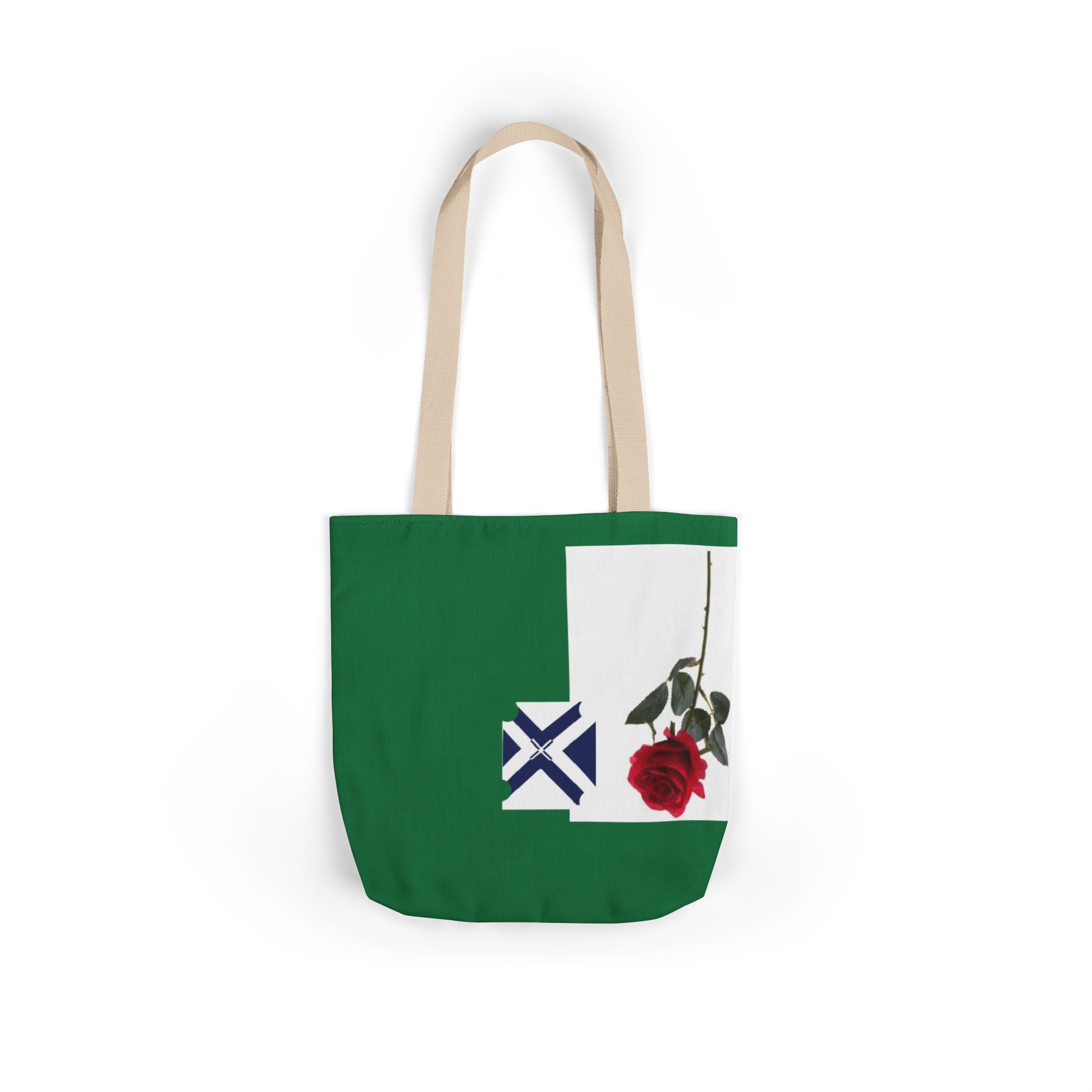 XT Rose Canvas Tote Bag — Floral Logo Tote with Colorful Straps