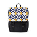Navy & Yellow Geometric Pattern Backpack — Casual Shoulder Backpack