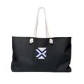 XT7 Saltire Weekender Bag — Large Black Travel Tote with White Cross Emblem