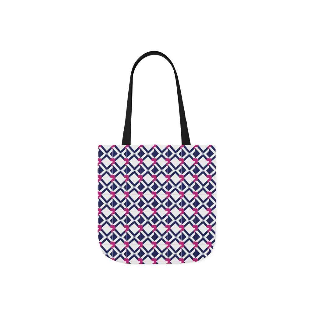 Geometric Navy & Pink Canvas Tote Bag