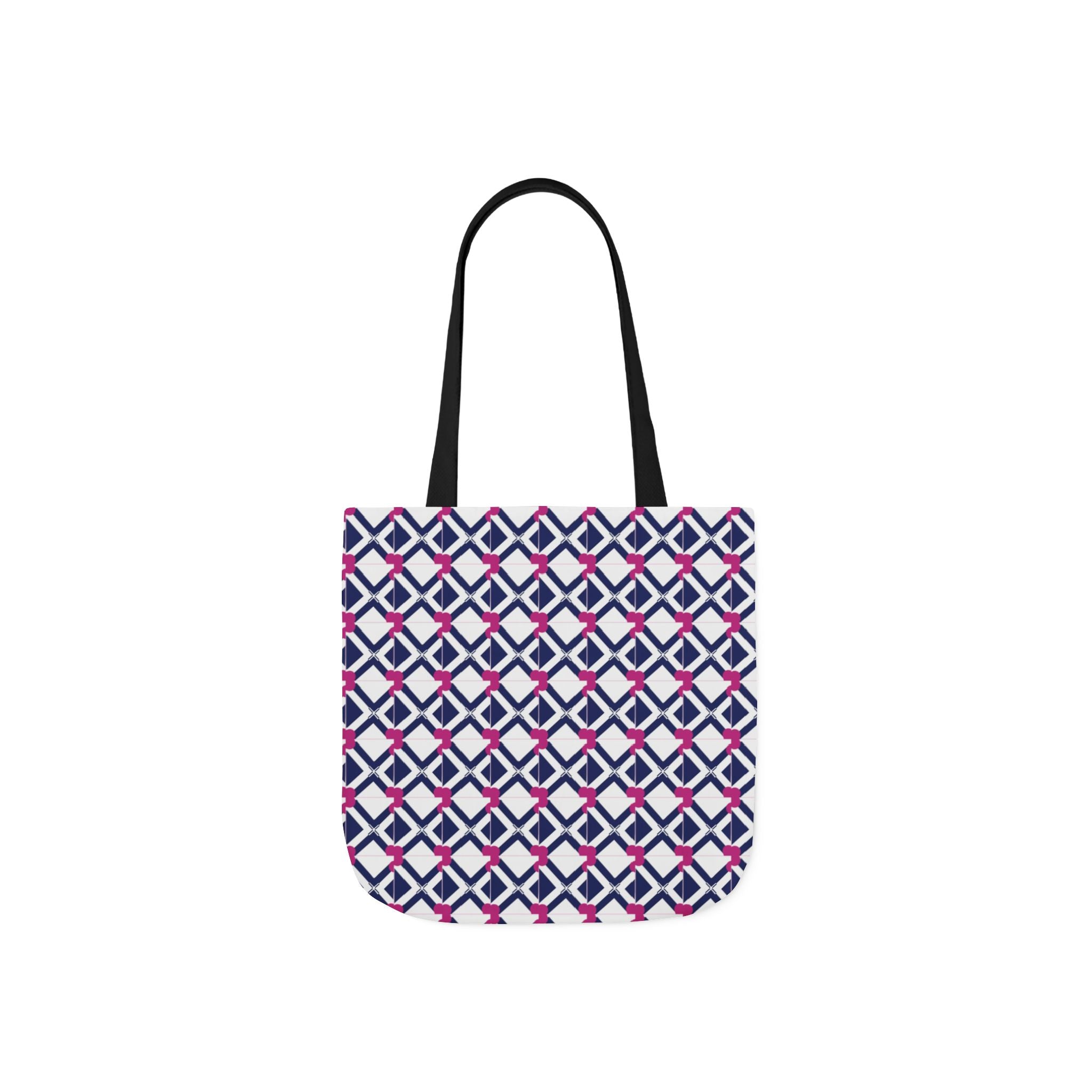 Geometric Navy & Pink Canvas Tote Bag