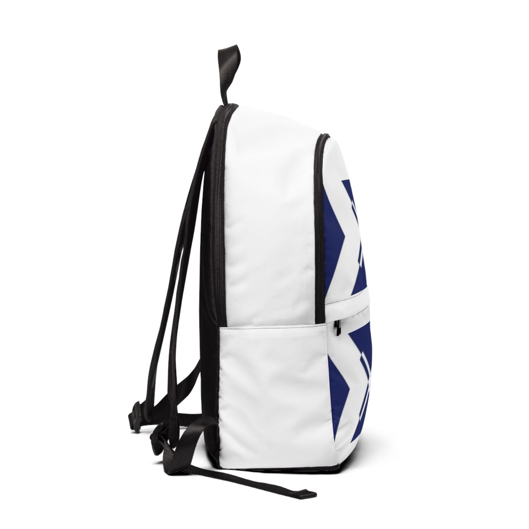 Geometric Saltire Pattern Backpack — Navy Cross Accent Daypack