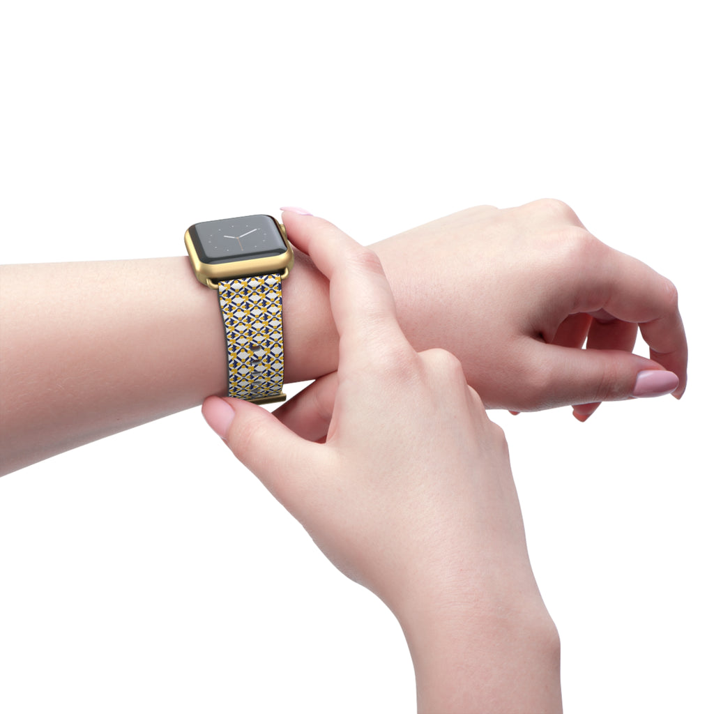 XT9 Gold Tile Watch Band — Modern Patterned Replacement Strap