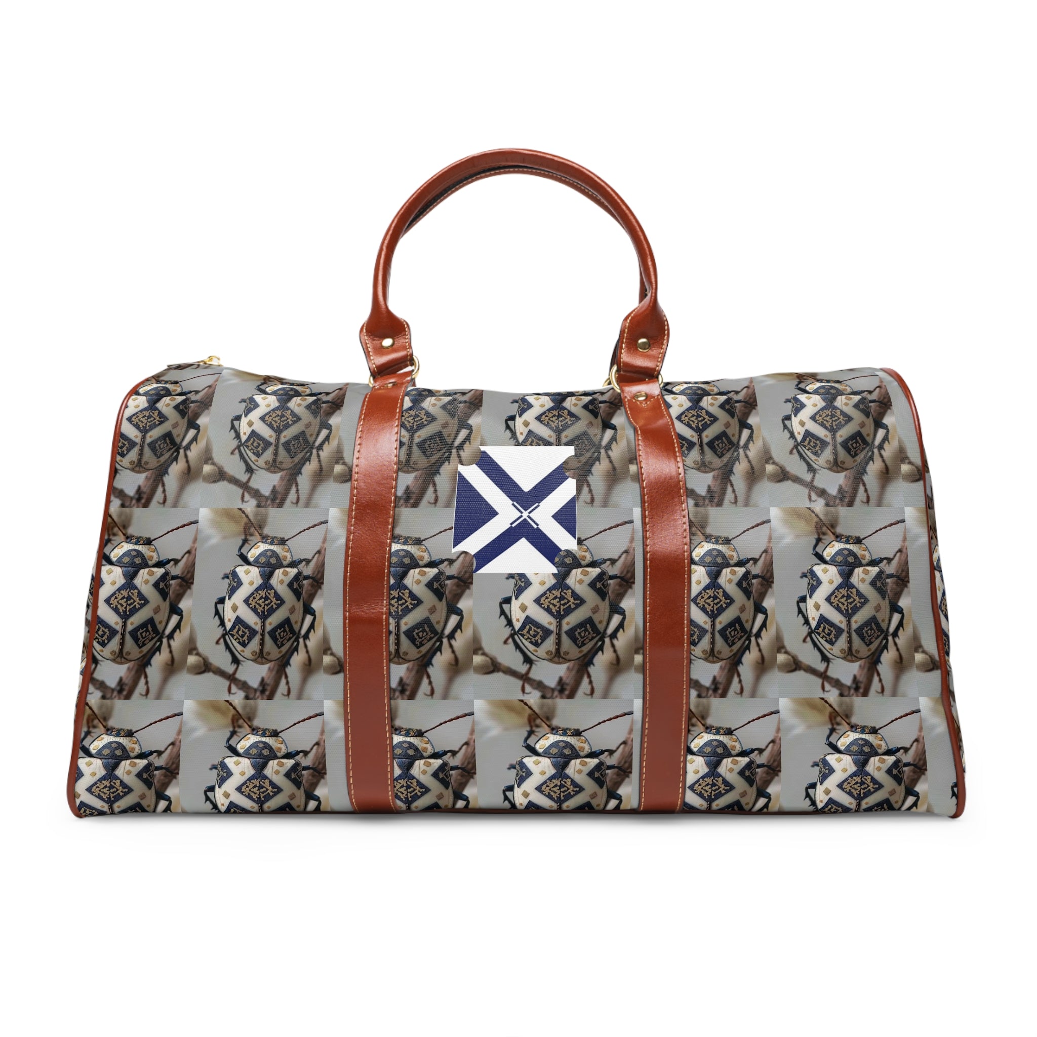 Waterproof Travel Duffle Bag with Nautical Flag Patch — Durable Weekend & Gym Carryall