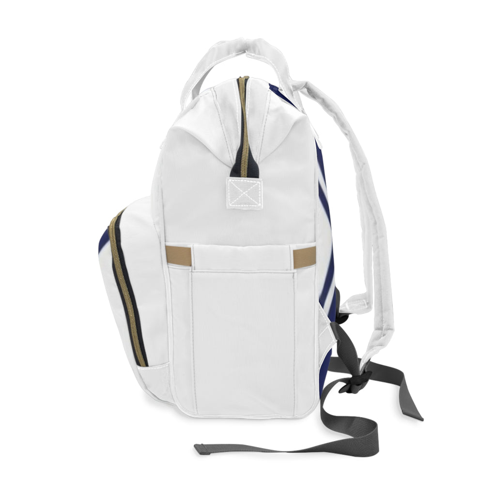 Diaper Backpack — Navy Geometric Cross Pattern Multifunctional Baby Bag