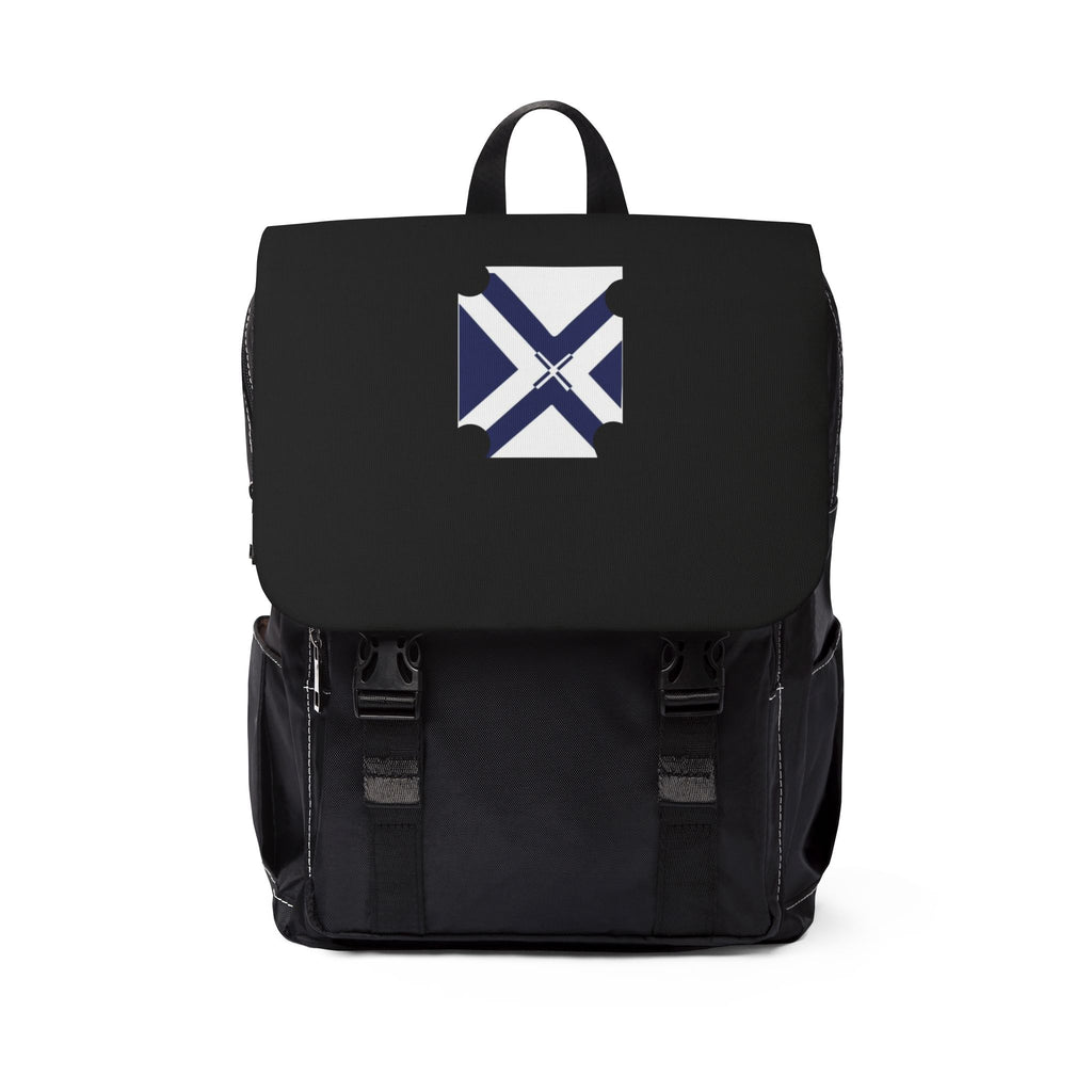 Casual Shoulder Backpack with Blue Diagonal Cross Patch