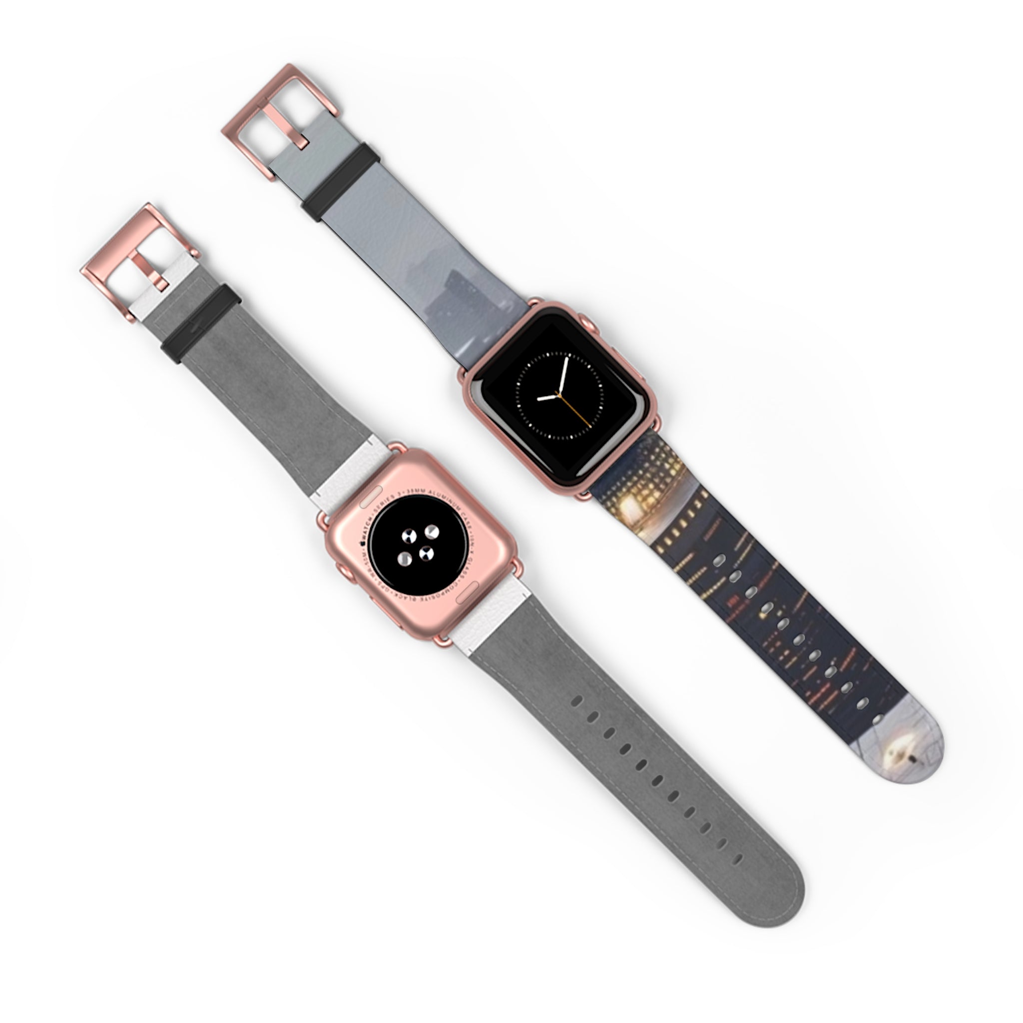 City Lights Leather Watch Band — Night Skyline Apple Watch Strap