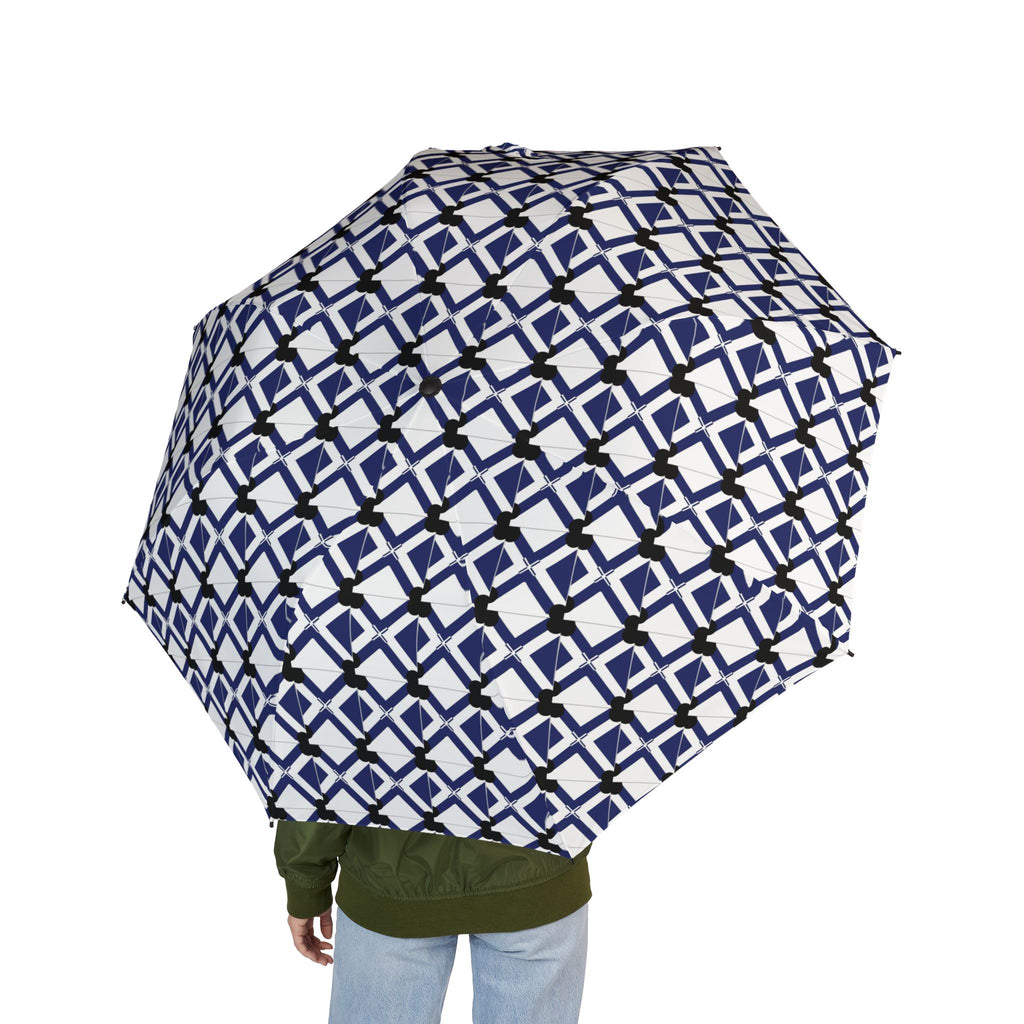 Foldable Umbrella — Navy Geometric Rain Compact Umbrella