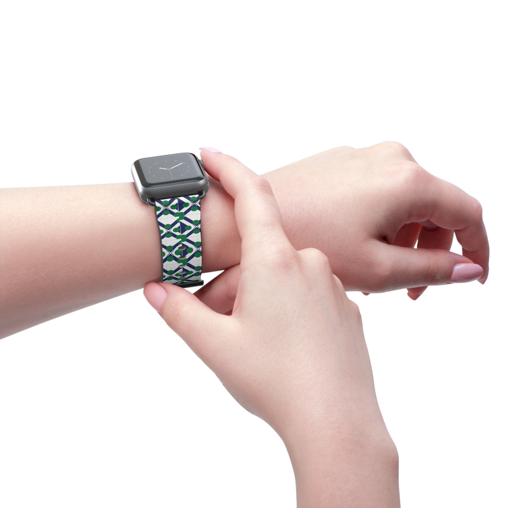 XT9 Green & Navy Tile Watch Band — Patterned Apple Watch Strap