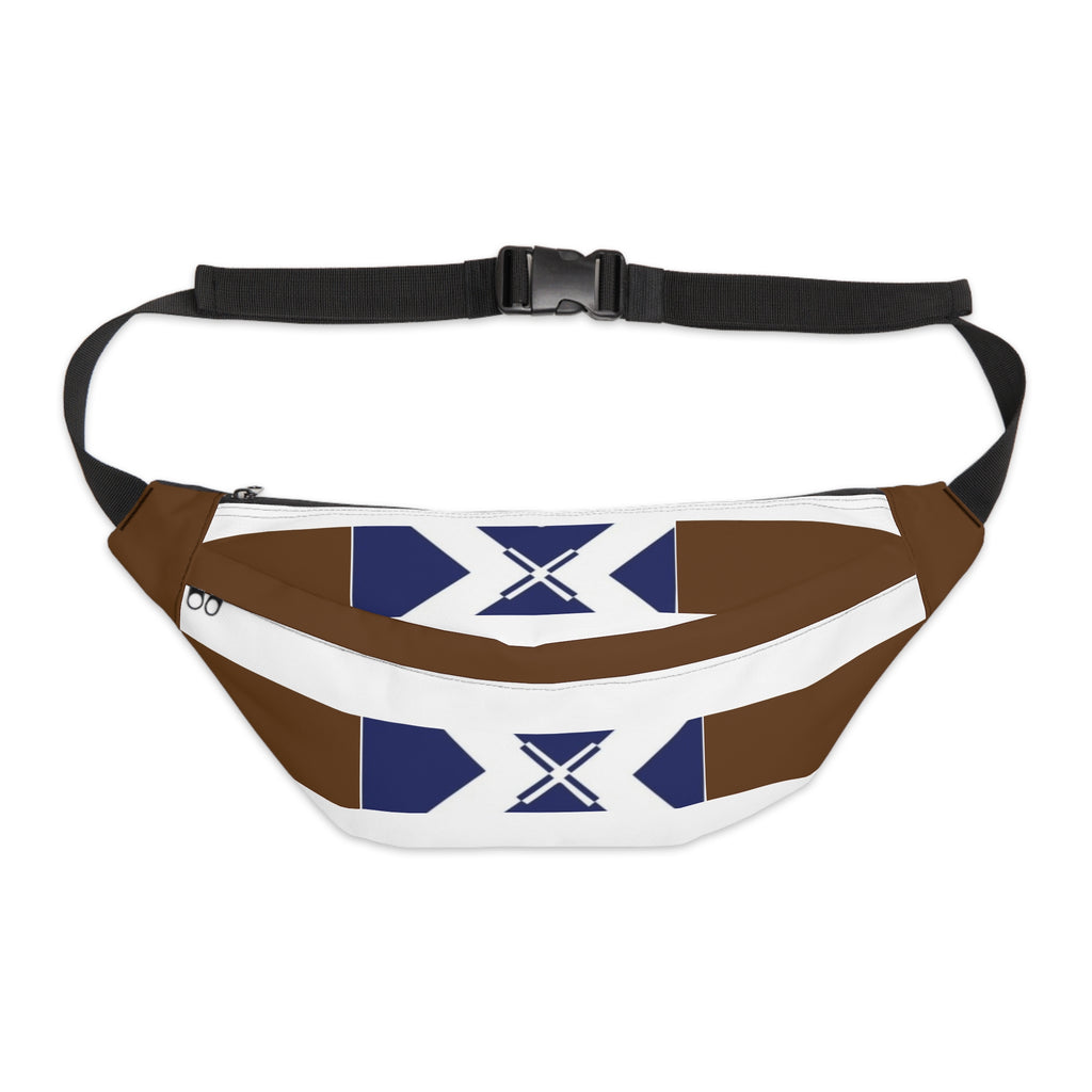 Geometric Brown & Navy Cross Pattern Large Fanny Pack