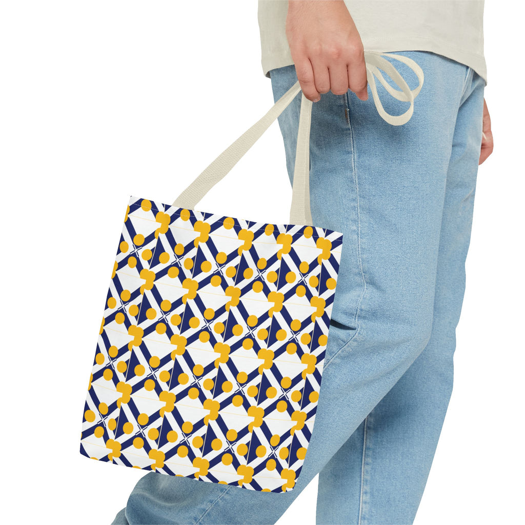 XT9 Yellow & Navy Pattern Tote Bag