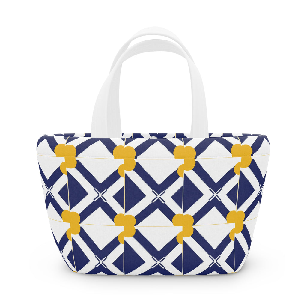 XT8 Geometric Navy & Mustard Lunch Bag