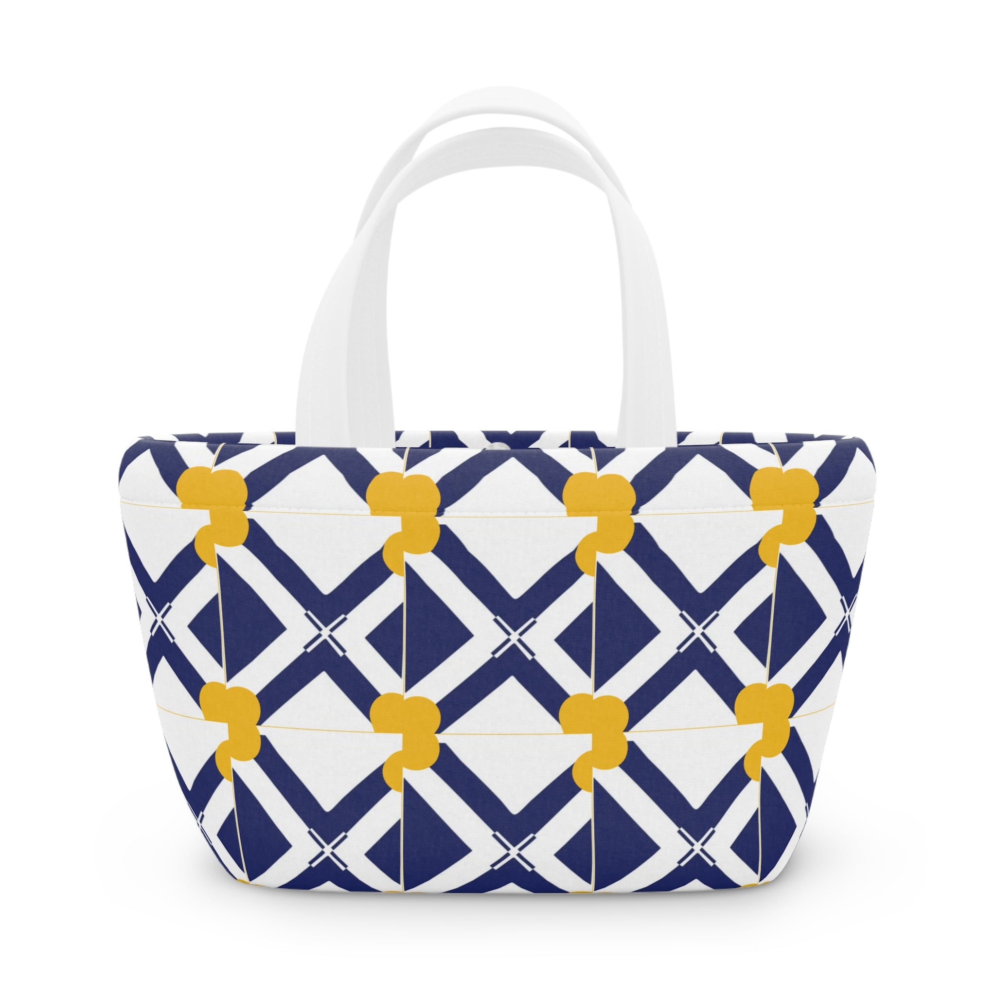 XT8 Geometric Navy & Mustard Lunch Bag