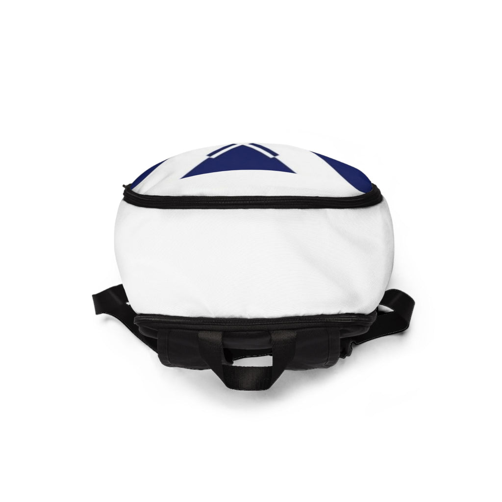 Geometric Saltire Pattern Backpack — Navy Cross Accent Daypack
