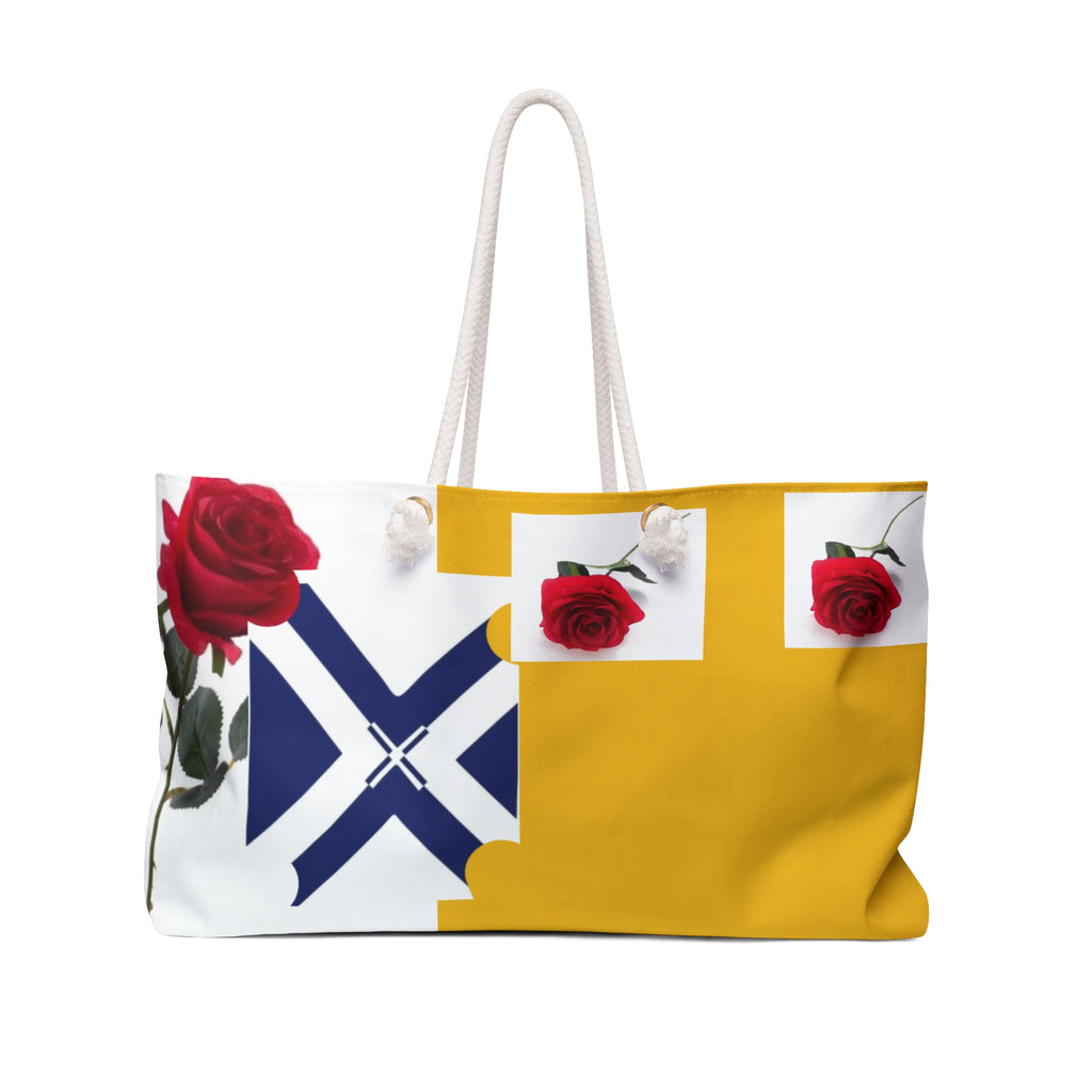 Rose Fleur Weekender Bag — Yellow & White Floral Travel Tote