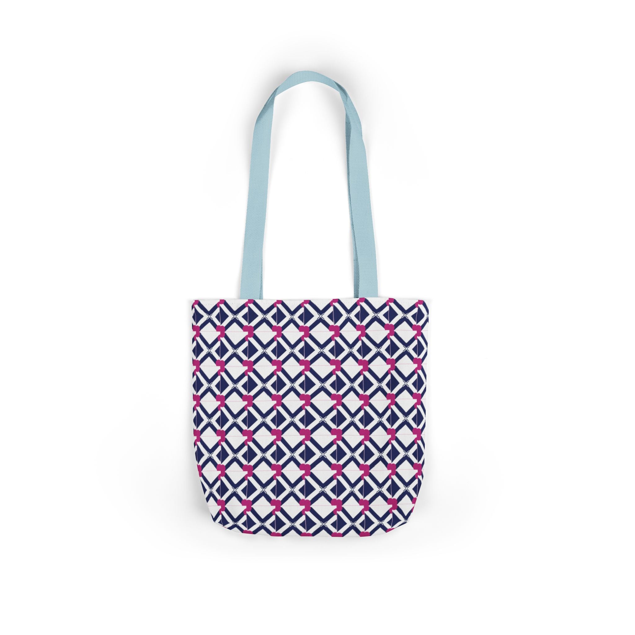 Geometric Navy & Pink Canvas Tote Bag