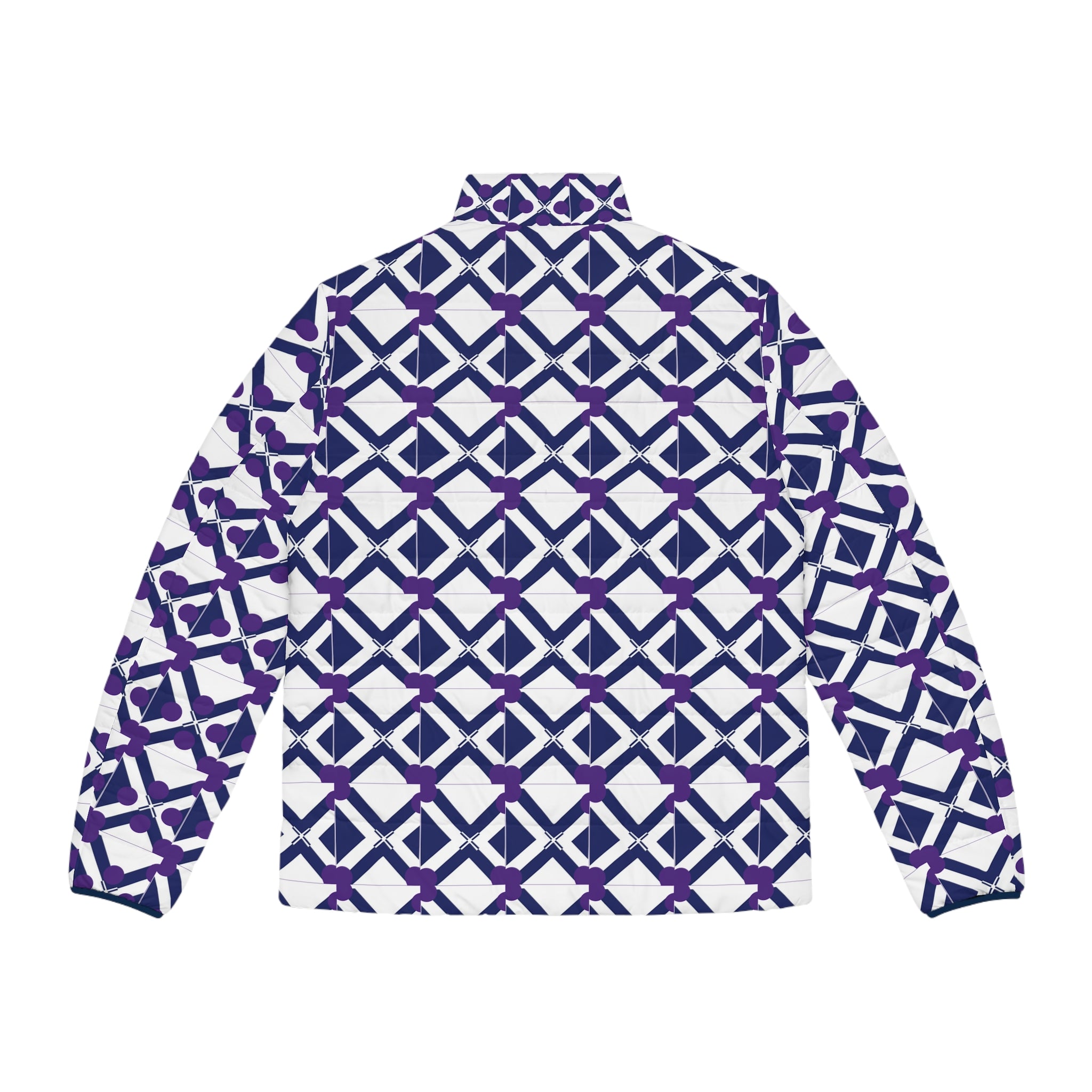 Geometric Indigo Puffer Jacket