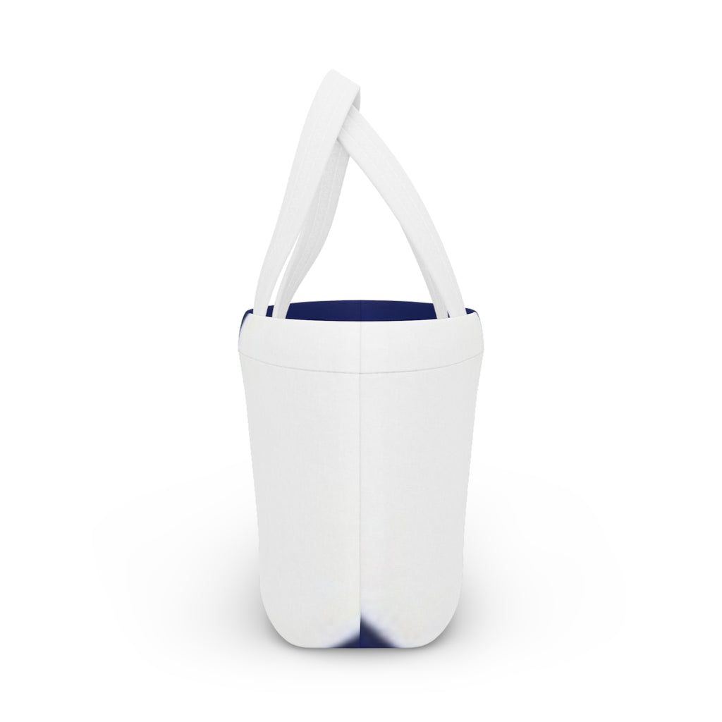 Navy Diagonal Stripe Insulated Lunch Bag