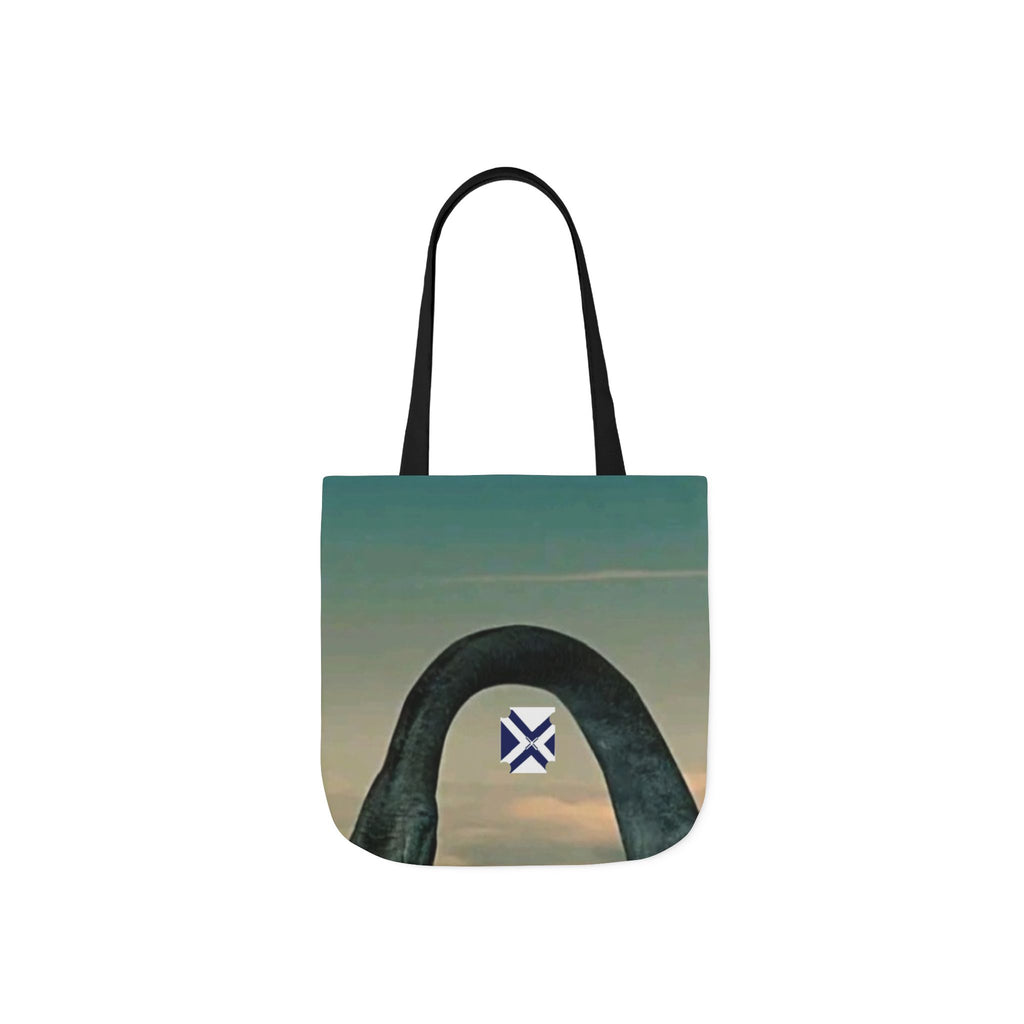 Scenic Arch Tote Bag — Coastal Sunset Canvas Tote with Nautical Emblem