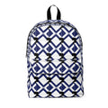 Geometric Navy Lattice Backpack — Modern Blue Pattern School & Travel Bag
