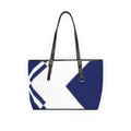Nautical Chevron PU Leather Shoulder Bag — Blue & White Tote